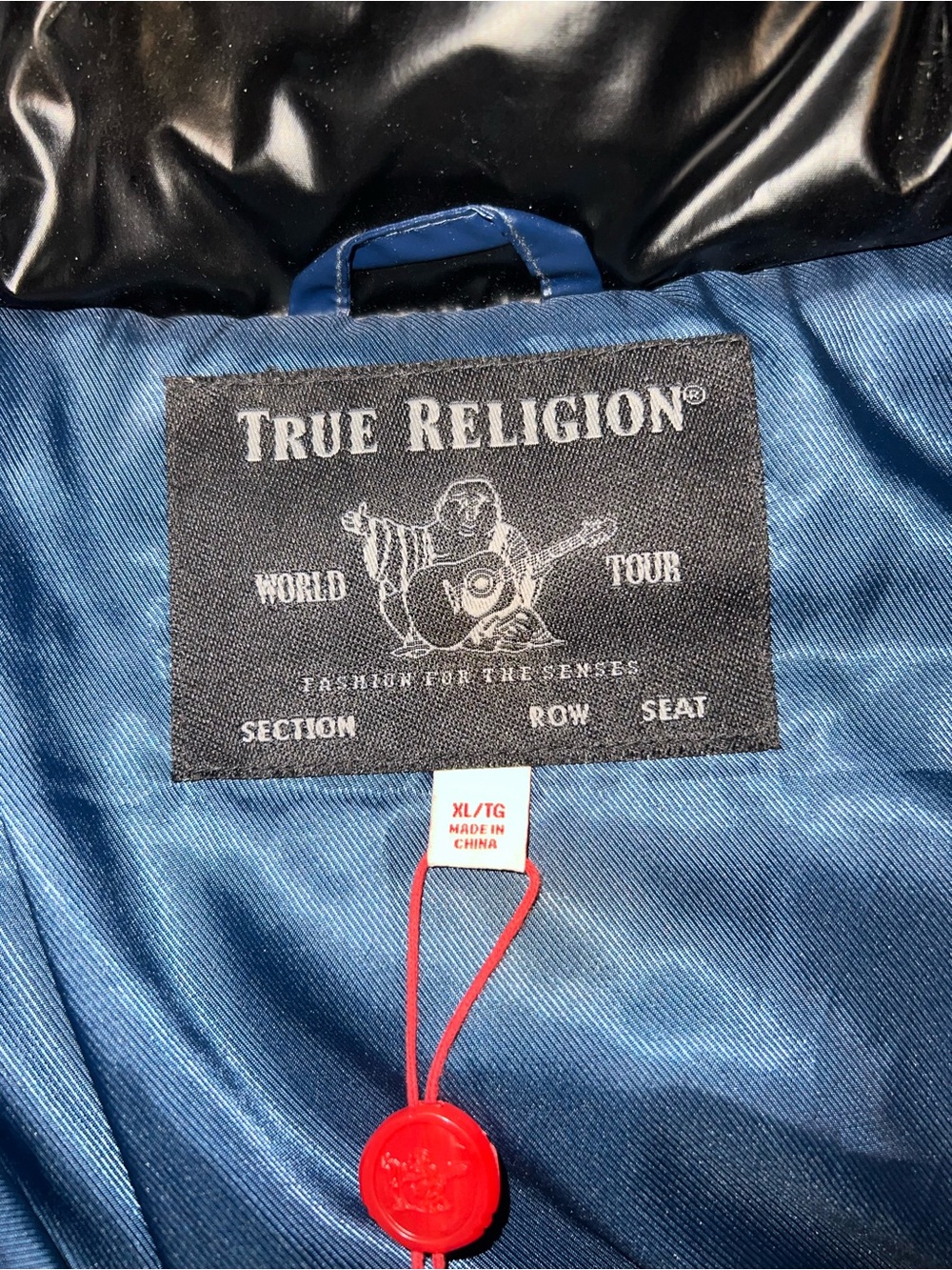 True Religion Navy and Black Quilted Puffer Jacket with Hood - Picture 5 of 13